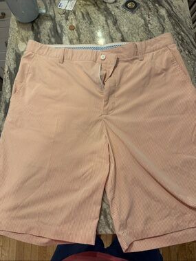 FootJoy Pink Seersucker Flat-Front Men's Shorts